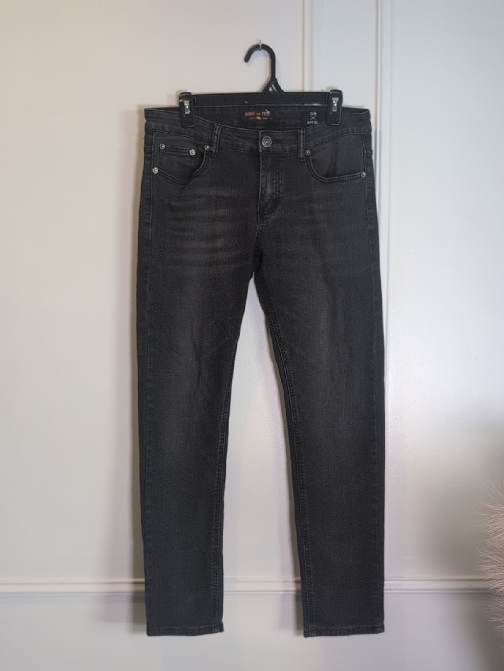 Ring of Fire Men's Slim Black Jeans